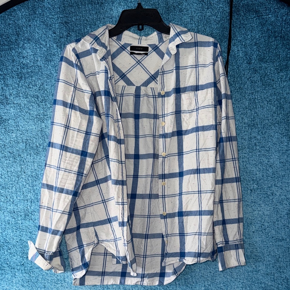 J. Crew Blue and White Checkered Men's Shirt
